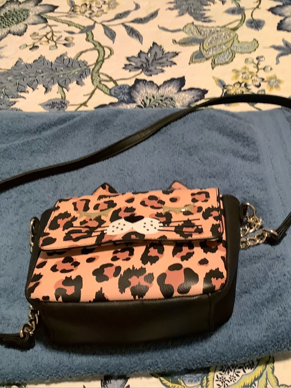 Betsey Johnson Tan Leopard Crossbody with Black Trim